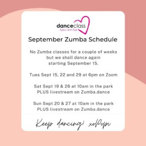 Zumba September Schedule