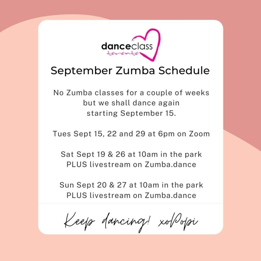 Zumba September Schedule