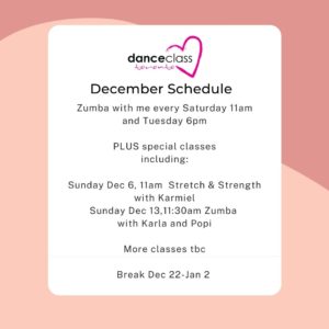 December 2020 Schedule – we continue to dance!